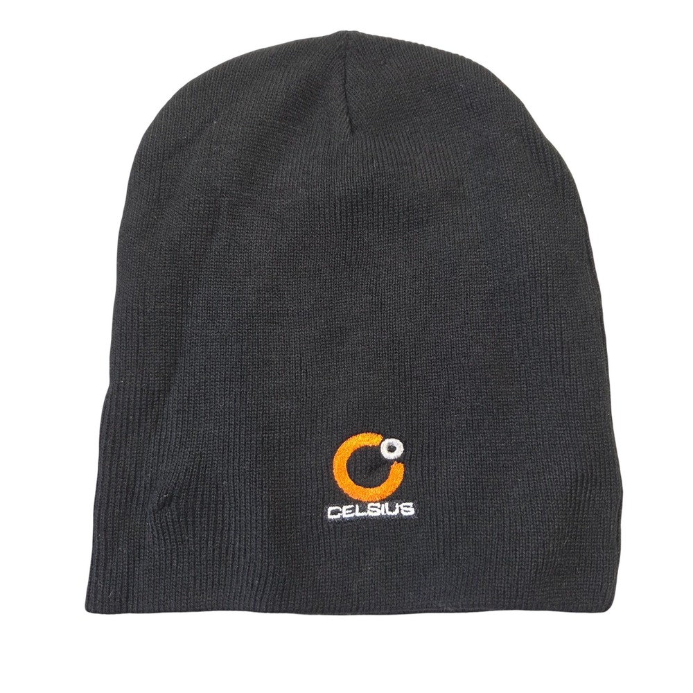 Celsius Energy Drink Black Knit Beanie Hat Breakthrough Embroidered Skull Cap